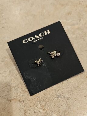 COACH LIMITED EDITION HORSE AND CARRIAGE EARRINGS.